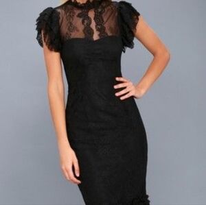 Lulu's Black Lace Dress, Medium